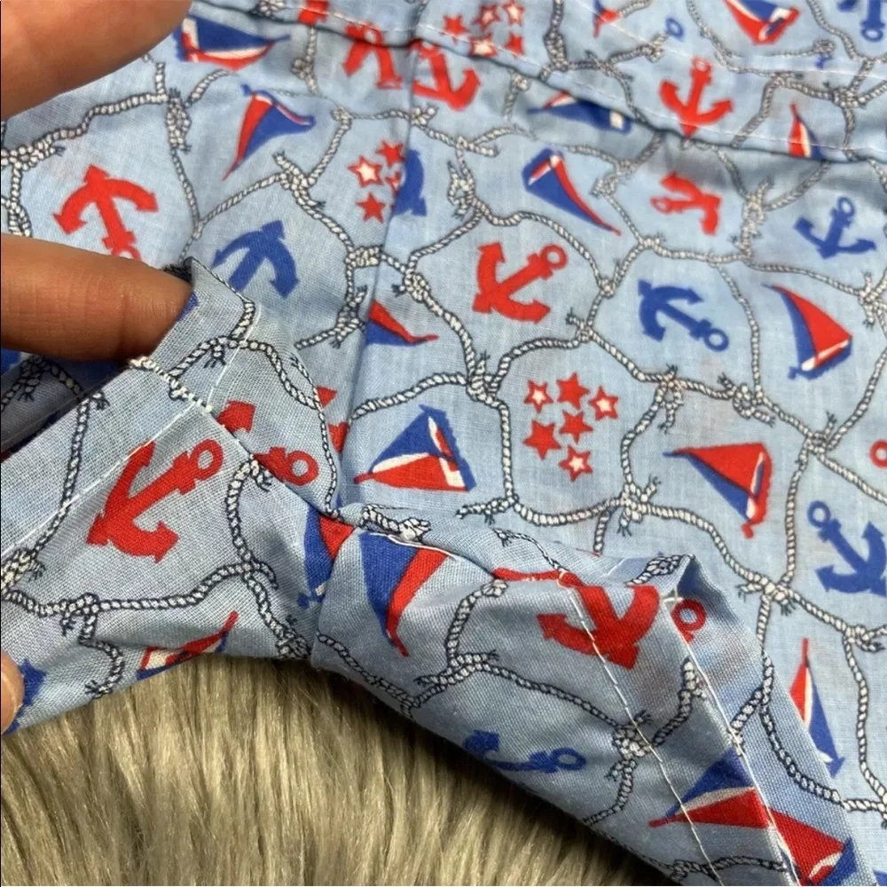 Vintage Toddler Blue Red Sailor Anchor Romper